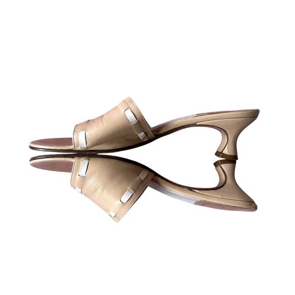 Baldi Shoes - Quiet Luxury Italian Beige Tan Kitten Heel Sandals Women's Size 8